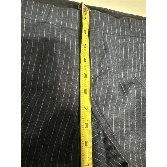 Banana Republic Factory White Navy Blue Ryan Pinstripe Straight Leg Pants Sz 00P - Picture 13 of 15